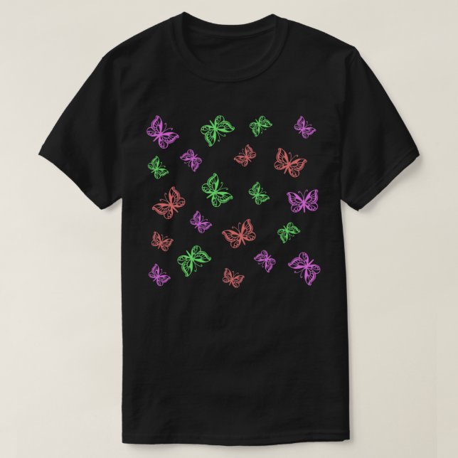 T-shirt Motif coloré de papillons mignons (Design devant)