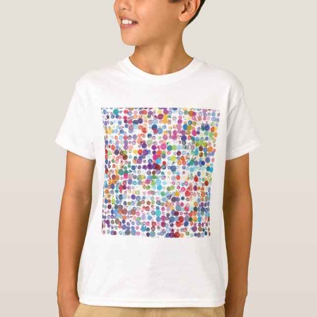 T-shirt Motif coloré de point aquarelle (Devant)