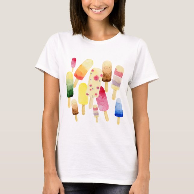 T-shirt Motif couleur crème glacée (Devant)