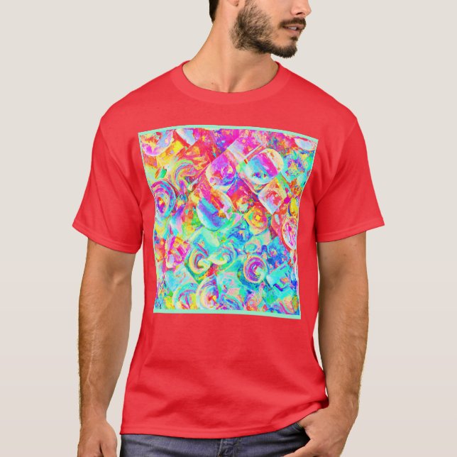 T-shirt Motif d'abstraction coloré (Devant)