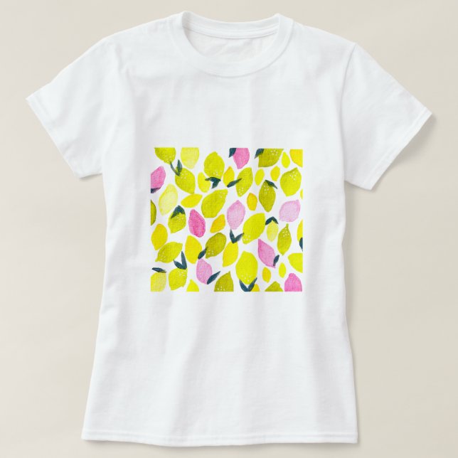 T-shirt Motif d'aquarelle citron (Design devant)