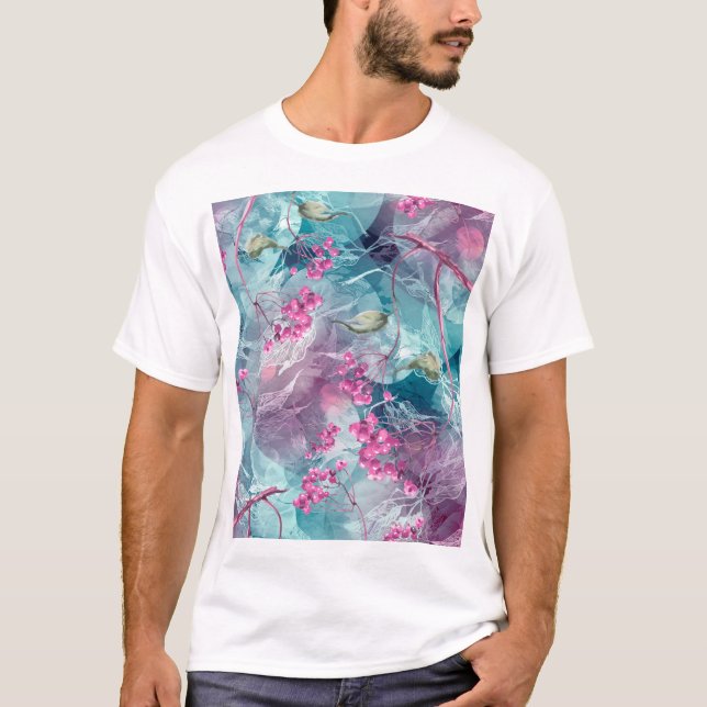 T-shirt Motif d'aquarelle de la branche de Birch (Devant)
