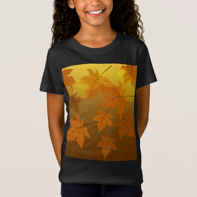 T-Shirt Motif d'automne avec feuilles d'érable en chute et (Devant)