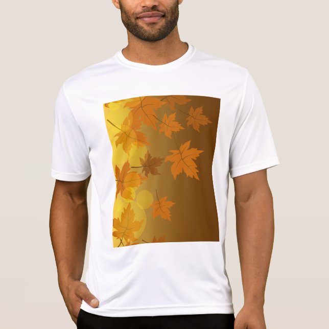 T-shirt Motif d'automne avec feuilles d'érable en chute et (Devant)