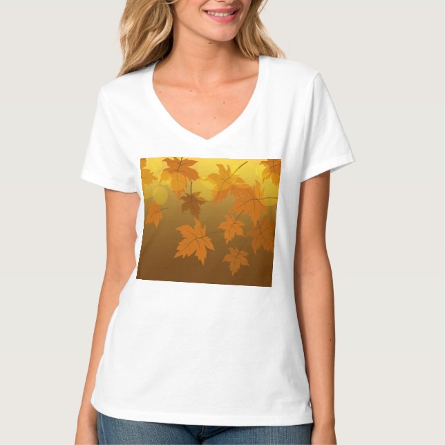T-shirt Motif d'automne avec feuilles d'érable en chute et (Devant)