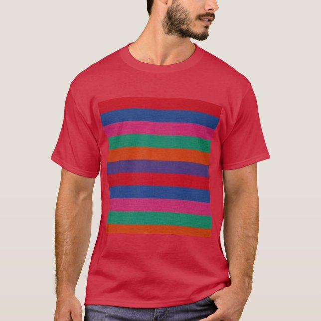 T-shirt Motif de bandes colorées (Devant)