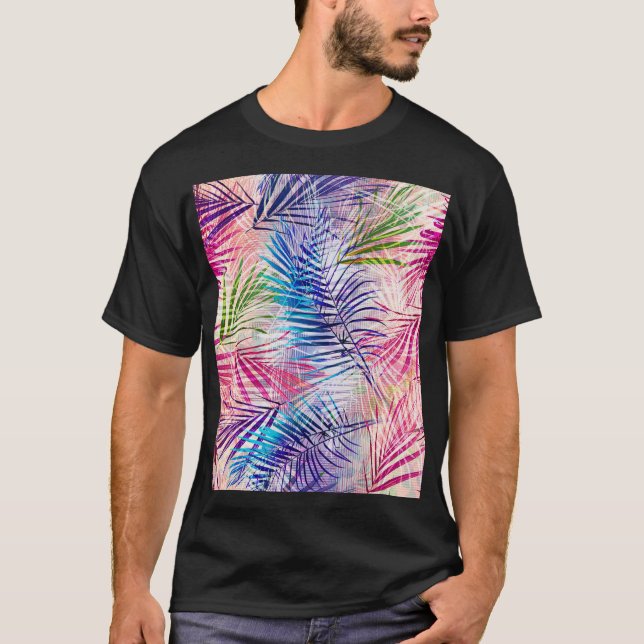 T-shirt Motif de basculement Feuilles d'aquarelle Abstrait (Devant)