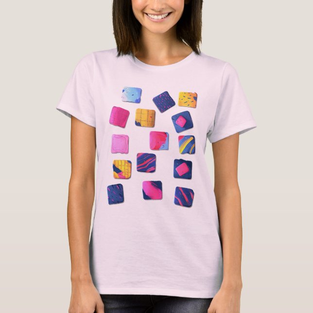 T-shirt Motif de blocs colorés Abstraits (Devant)