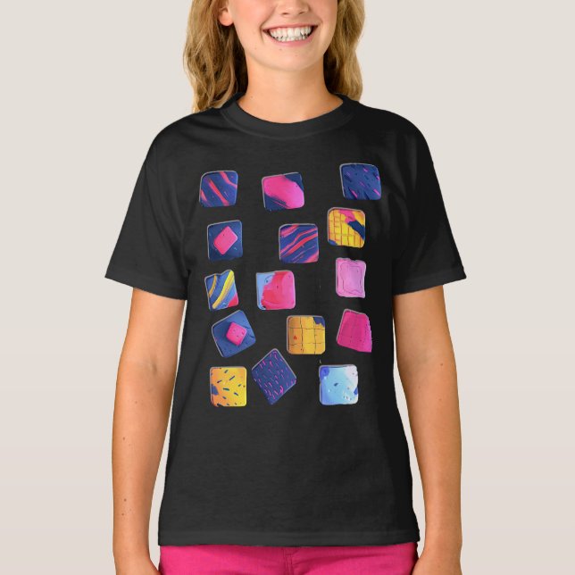 T-shirt Motif de blocs colorés Abstraits (Devant)