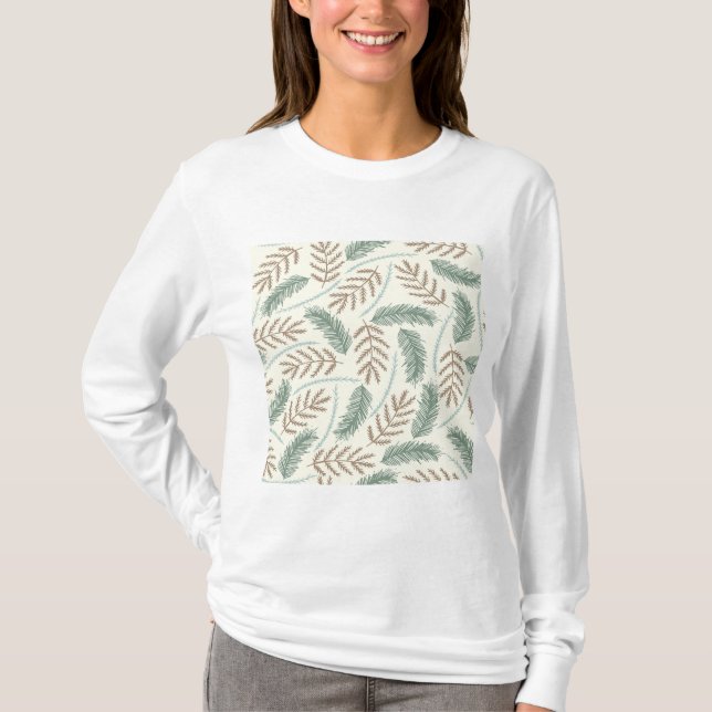 T-shirt Motif de branches persistantes de pin et de cèdre (Devant)