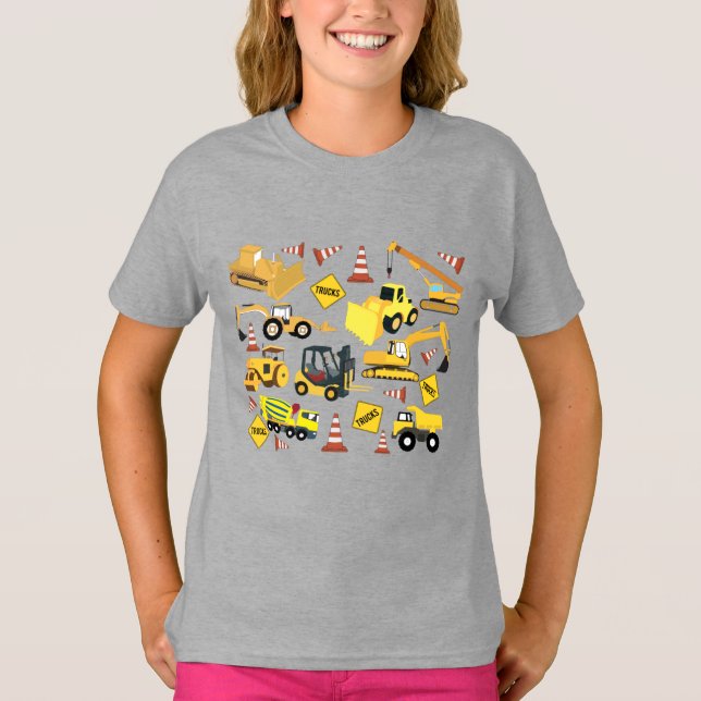 T-shirt Motif de camions de construction (Devant)