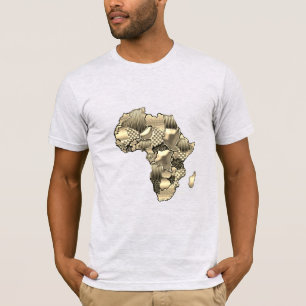 T-shirt Motif de carte africaine en or tendance