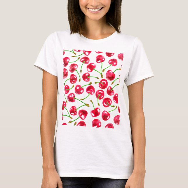 T-shirt Motif de cerises d'aquarelle (Devant)