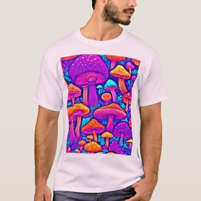 T-shirt Motif de champignons colorés (Devant)