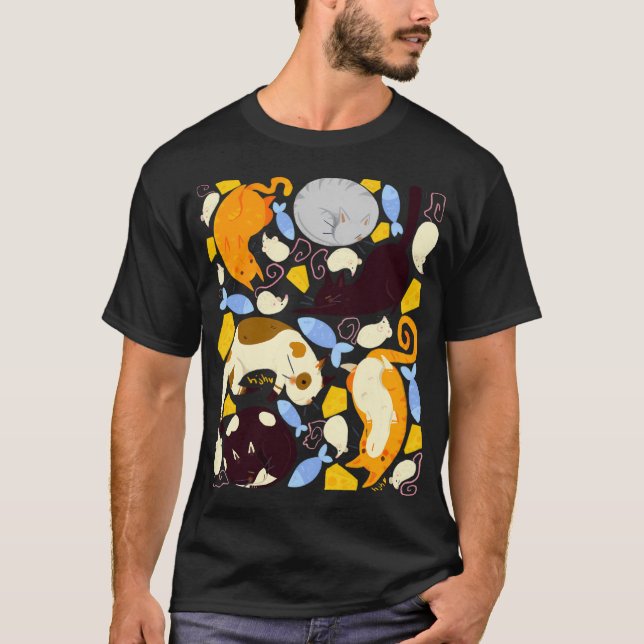T-shirt Motif de chat et de souris mignons (Devant)