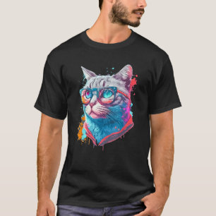 T-shirt Motif de chat mignon Art graphique coloré de chat