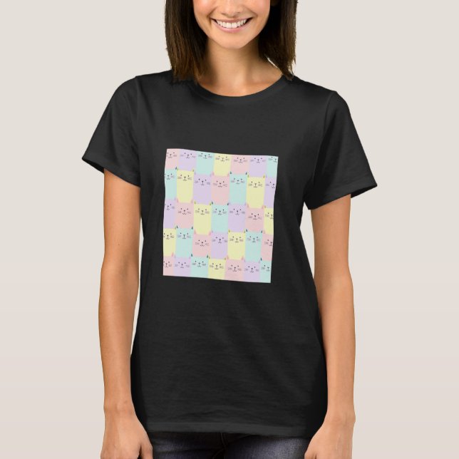 T-shirt Motif de chat mignon avec pastel (Devant)