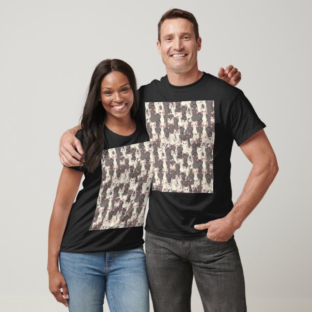T-shirt Motif de chats blancs et gris (Unisexe)