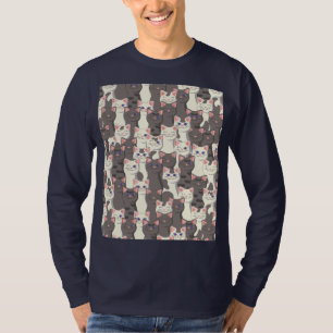 T-shirt Motif de chats blancs et gris