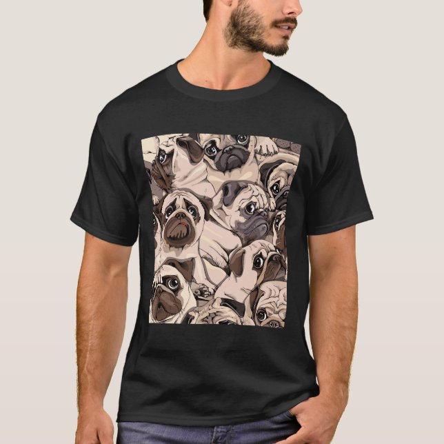 T-shirt motif de chien pug mignon 320 (Devant)