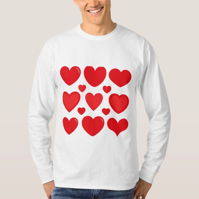 T-shirt Motif de coeur rouge - Romantique Saint-Valentin T (Devant)