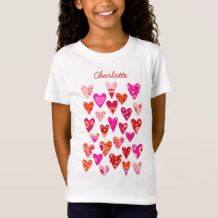 T-Shirt Motif de coeur Rouge rose personnalisé