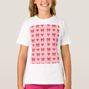 T-shirt Motif de cœurs roses et de nœuds doux