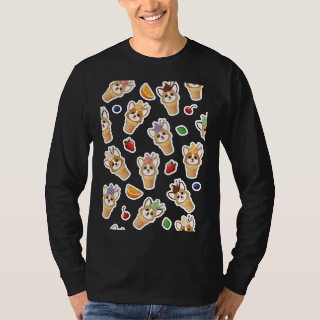 T-shirt Motif de cône de crème glacée Corgi (Devant)