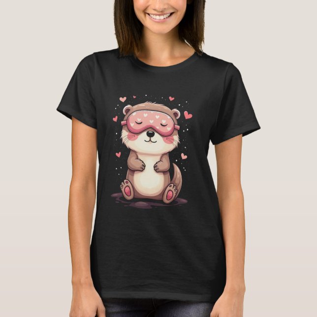 T-shirt Motif de couchage de la loutre mignonne (Devant)