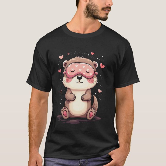 T-shirt Motif de couchage de la loutre mignonne (Devant)