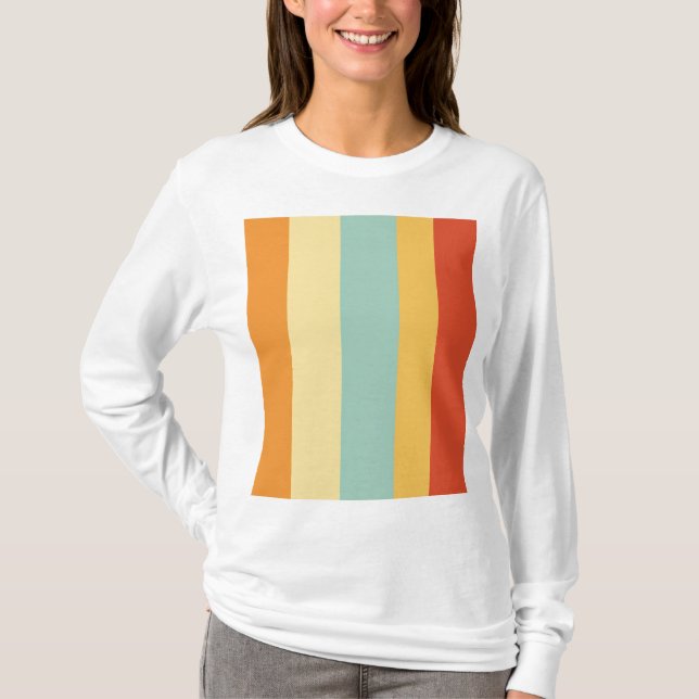 T-shirt Motif de couleur rétro rayé (Devant)