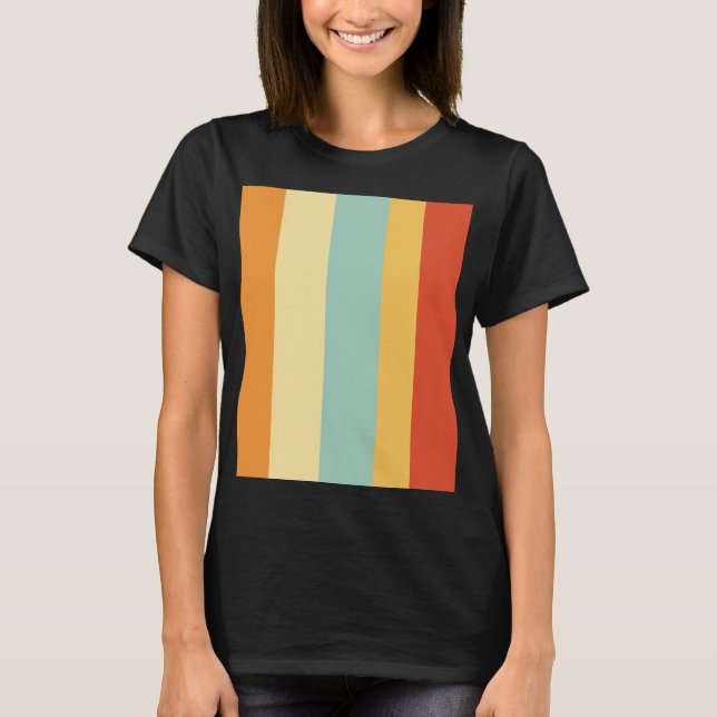 T-shirt Motif de couleur rétro rayé (Devant)