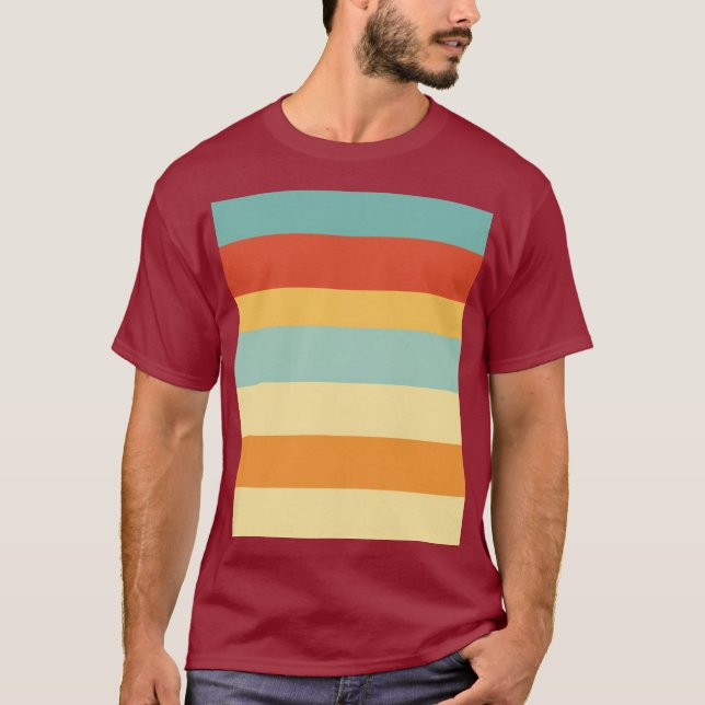 T-shirt Motif de couleur rétro rayé (Devant)
