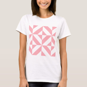 T-shirt Motif de cube géométrique Melon rose