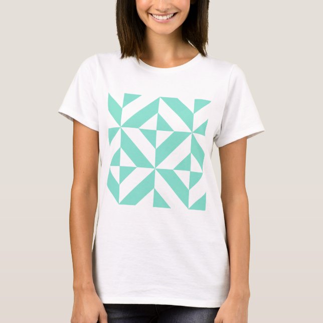 T-shirt Motif de cube géométrique vert Seafoam (Devant)