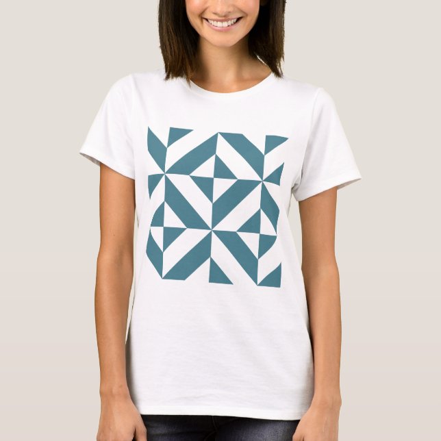 T-shirt Motif de cube vert géométrique profond Turquoise (Devant)