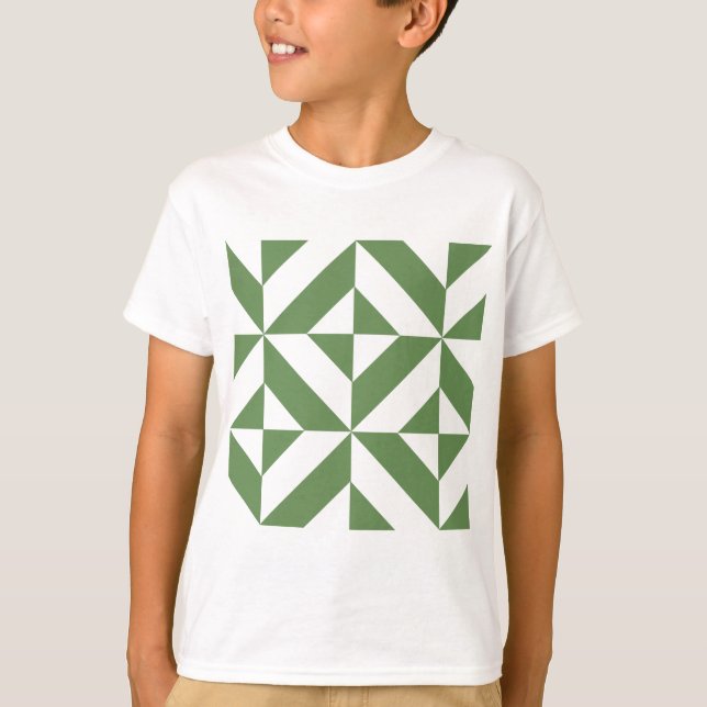 T-shirt Motif de cube vert laiton foncé (Devant)