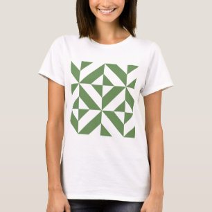 T-shirt Motif de cube vert laiton foncé