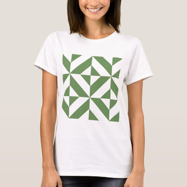 T-shirt Motif de cube vert laiton foncé (Devant)