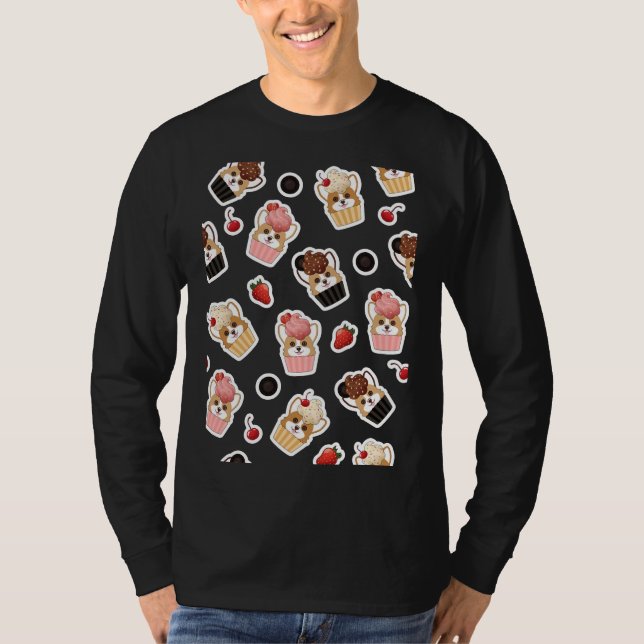 T-shirt Motif de Cupcake de glace Corgi (Devant)
