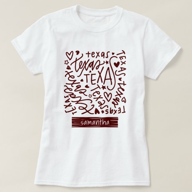 T-shirt Motif de doodle Aggie Maroon Texas (Design devant)