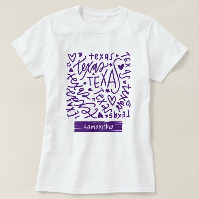 T-shirt Motif de doodle violet du Texas (Design devant)