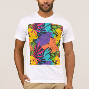 T-shirt Motif de feuilles tropicales exotiques colorées