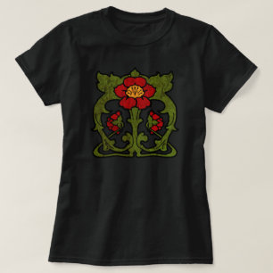 T-shirt Motif de fleur de Nouveau d'art