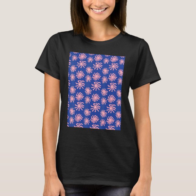 T-shirt Motif de fleur ondulée Daisy déformée rose sur ble (Devant)