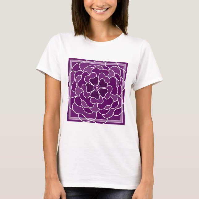 T-shirt Motif de fleurs abstraites violet foncé (Devant)