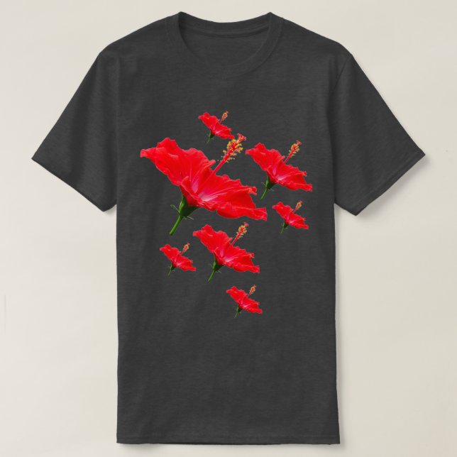 T-shirt Motif de fleurs de l'Hibiscus rouge (Design devant)