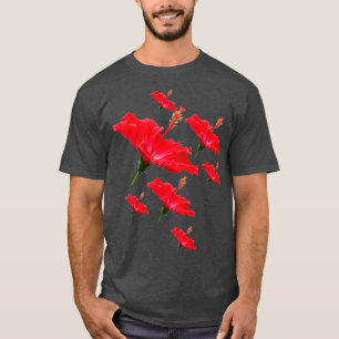 T-shirt Motif de fleurs de l'Hibiscus rouge
