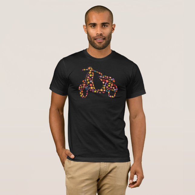 T-shirt Motif de fleurs de scooter moteur (Devant entier)