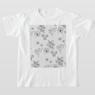 T-shirt Motif de fleurs hippie gris noir rétro Y2K